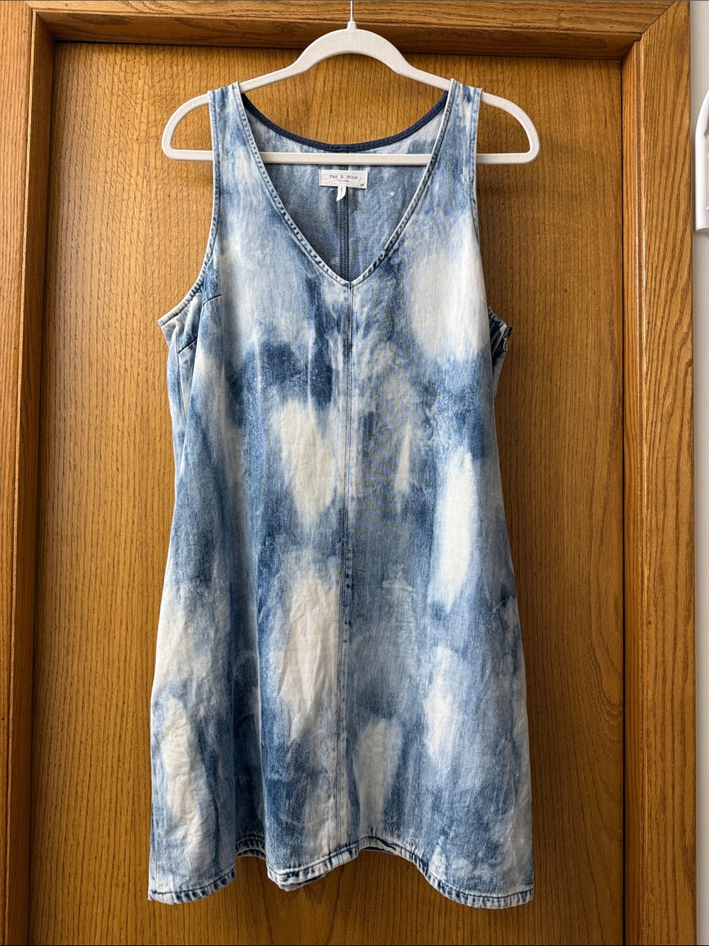 rag & bone Blue and White Tie-Dye Denim Dress